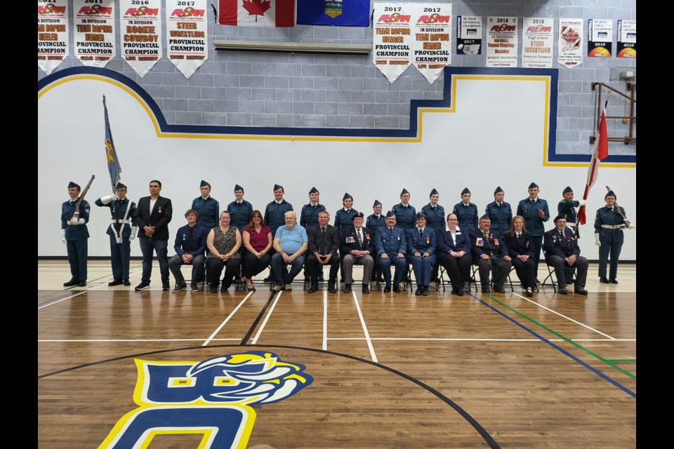 The 526 Barrhead Royal Canadian Air Cadet Squadron held their 74 annual ceremonial review on June 10 pictured her are dignitaries and cadets. 