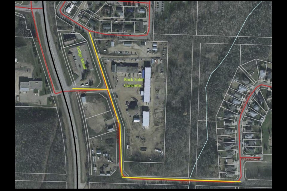 A map of the crack sealing route on Ellefson Road.