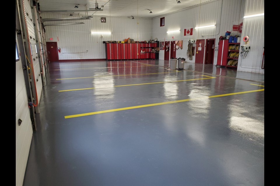 The Boyle Fire hall floors got a lot shinier this summer after a fresh coat of paint and epoxy were applied as part of a planned capital project.