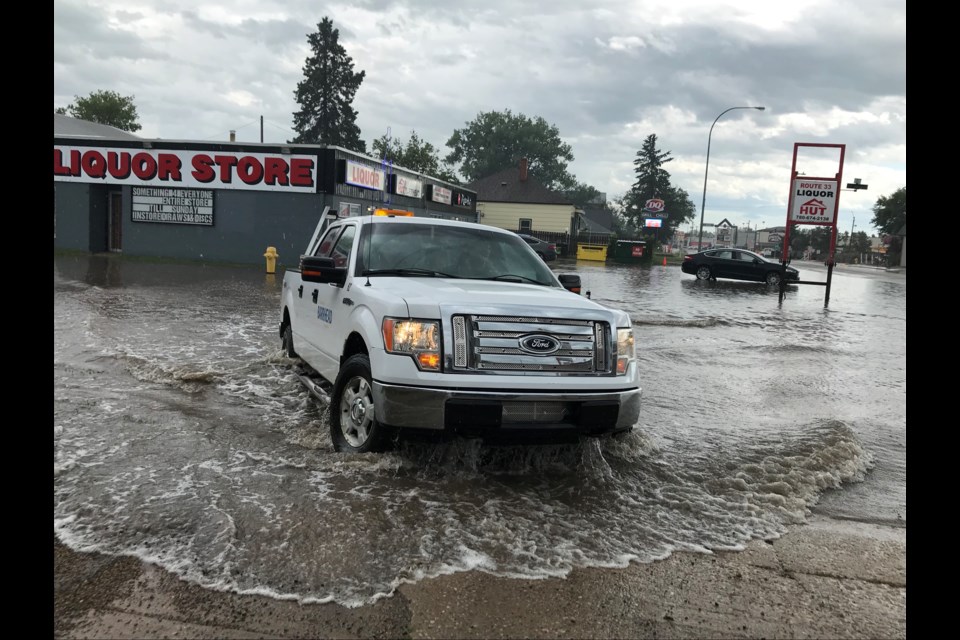 Images of flash flooding in Barrhead Wednesday afternoon (July 31).
