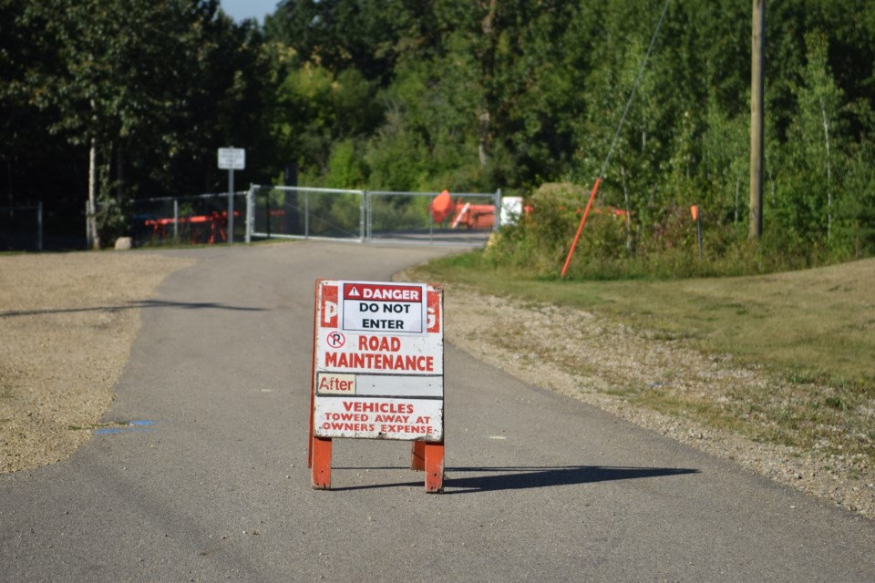 The access road to the water treatment plant has been closed for over a month.