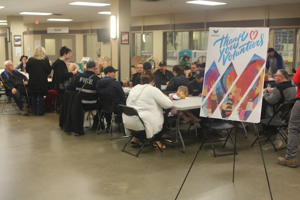 Perhaps because of the cold weather, the crowd was relatively small for the free community barbecue hosted at the Westlock Rotary Spirit Centre on April 16. This event, which was moved indoors due to the bitter wind, was meant to honour volunteers.
