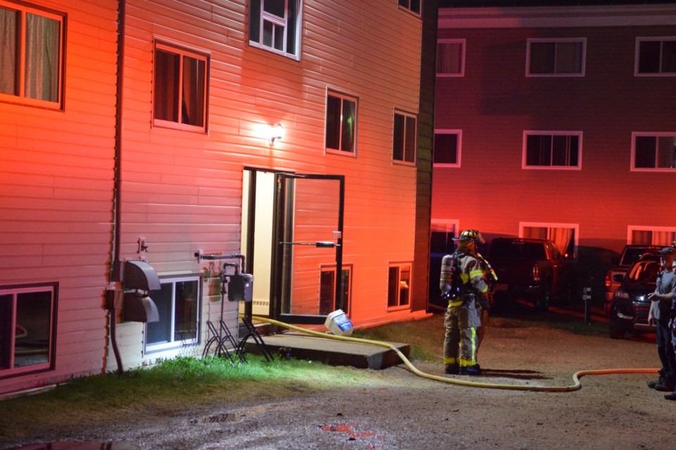 Barrhead Regional Fire Services firefighters responded to reports of a structure fire at a 58 Avenue apartment building at 1:43 a.m. on May 11.
BRFS fire chief Gary Hove said a caller reported to 911 that the fire was on the top floor of the building and the flames were visible outside.
However, he said that once they arrived, they quickly discovered that the issue was that the boiler in the building had malfunctioned and was running too hot and that the "smoke from the flames" was actually steam going out the building's chimney.
"But we had to take all the precautions," he said, noting the door to the boiler room was hot to the touch. "We ran a line and opened the boiler room door and gave it a quick blast of water in case there was a fire."
