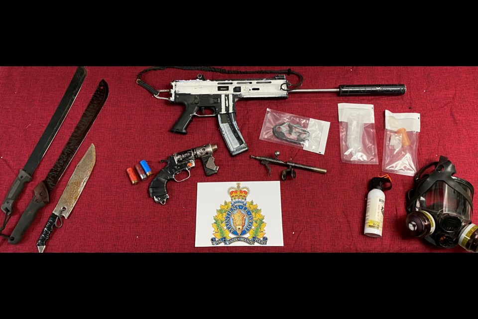 Athabasca RCMP arrested three men following a Dec. 29 traffic stop near Colinton where they found prohibited weapons and methamphetamine.