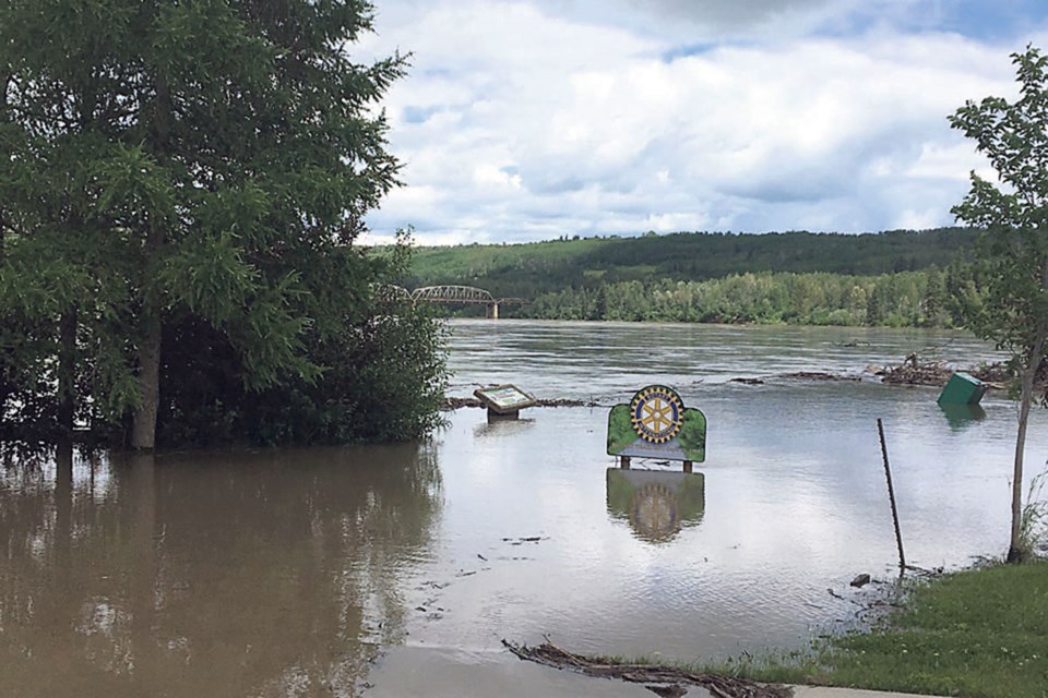 10. Flooding along the river in the Town of Athabasca July 5 did minimal damage as compared to other years. It was the seventh highest level since recording started in 1913. 