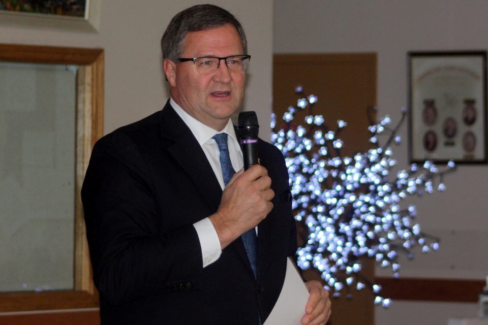 Athabasca-Barrhead-Westlock MLA Glenn van Dijken spoke to the crowd at the Athabasca Watershed Council Gala Nov. 23 stating how important the watershed is and how he appreciates the Council's efforts to protect the watershed.
Heather Stocking/AA