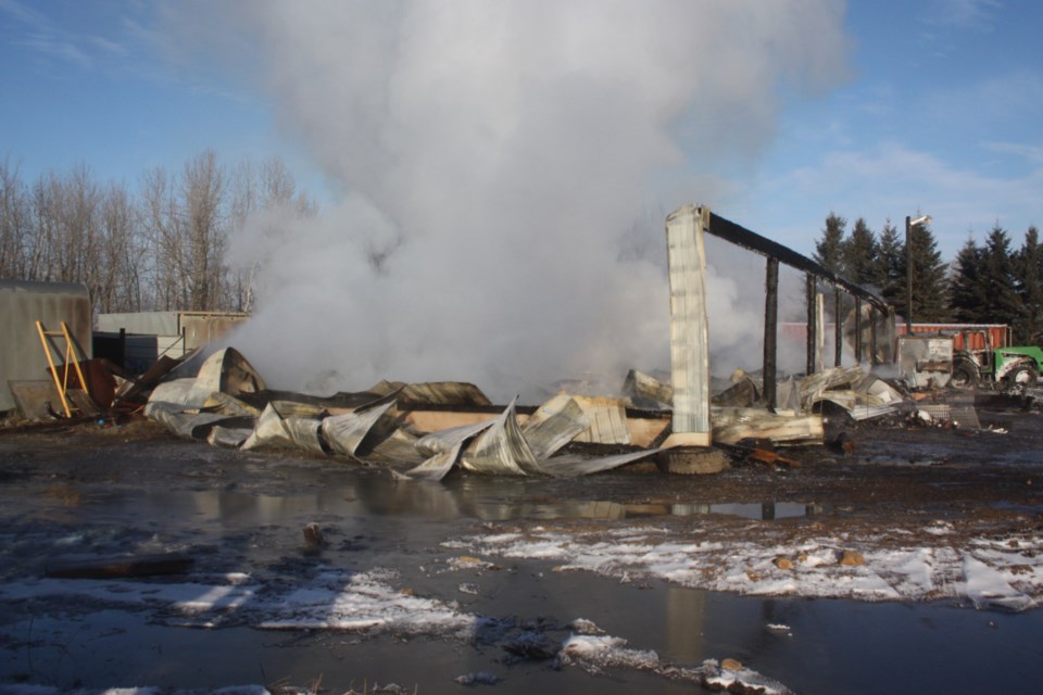 The Baptiste Lake and Athabasca Fire Departments responded to an early-morning shop fire 17 kilometres northwest of the town of Athabasca Dec. 1.
Photos by Heather Stocking/AA