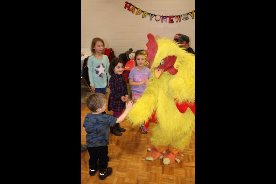 Fun was had by all at the Village of Boyle's first ever New Year's Eve event, but the highlight for the kids was the chicken mascot.
Photos by Heather Stocking/AA