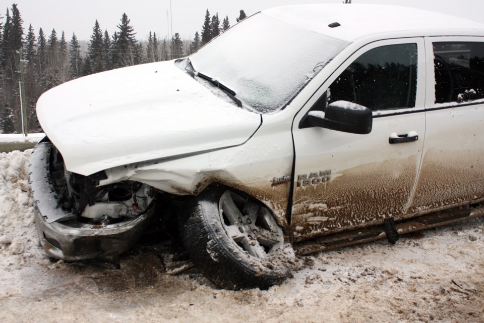 A minivan lost control Feb. 15 coming down the hill on 1 University Drive in Athabasca and hit an oncoming truck causing damage and injuries.
Heather Stocking/AA