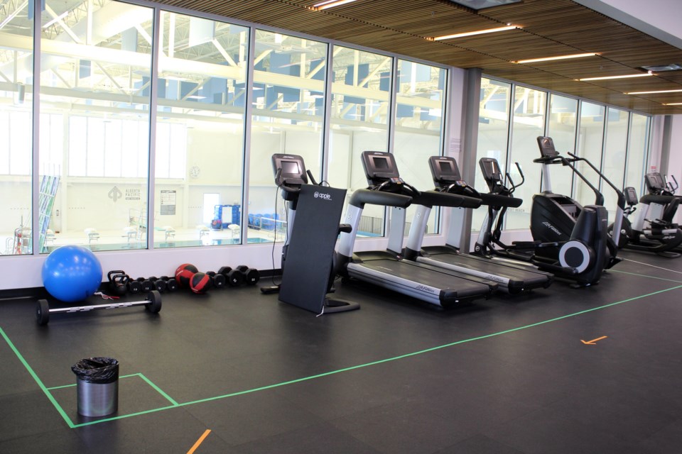 The Athabasca Regional Multiplex has divided the fitness equipment into six "pods" people will have to book in advance in order to access the building once they reopen July 6.
Heather Stocking/T&C