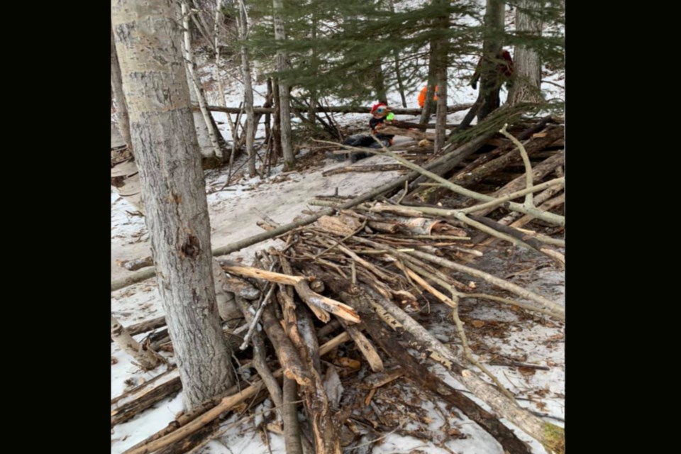 One of the many forts groups of students build while on recess as part of the LTIS Woodland Kids program. Students forage for deadfall to build their fort, lean-to or teepees. At the end of the school year the structures are taken apart and the pieces scattered for the next school year when students will start foraging and building again.