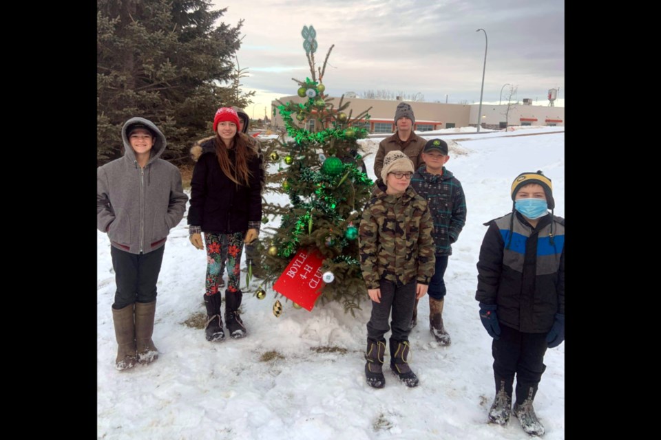 The Boyle 4-H Club donated $100, their time and some decorations for a tree to sponsor a senior at the Wildrose Villa in Boyle. There are 62 trees, one for each resident and as of Nov. 29, Greater Athabasca Community Foundation president Terryl Turner said 58 have been sponsored. The trees will be lit up Dec. 3 as part of Boyle’s Moonlight Madness. 