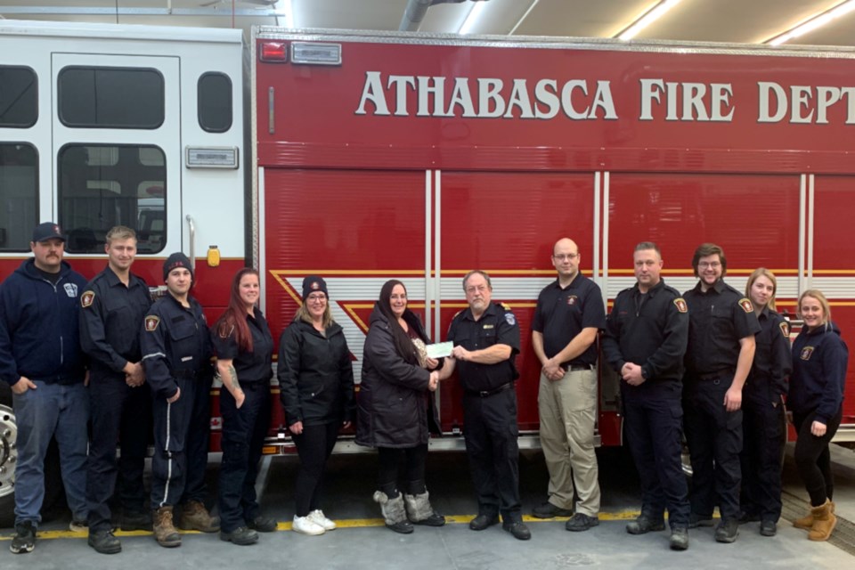 The Athabasca Fire Department recently donated over $700 to the Athabasca Good Samaritan Ministries Association.