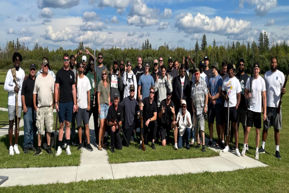 It wasn’t quite the whole roster of Edmonton Elks, but the majority came out for a day of skeet shooting followed by a supper at the Rochester Hall. The day was organized by Rochester Ag Society member Dwayne Rawson and Elks offensive linesman David Beard and was the second time the event was done, the first was in 2019.
