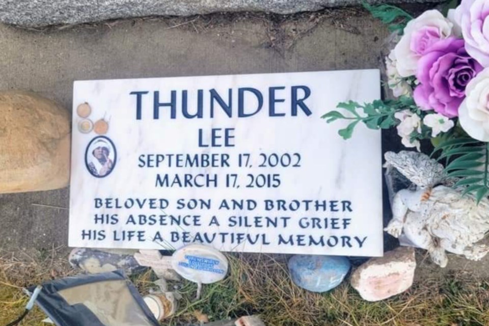 For seven years, Lee Thunder has been without a formal headstone, and thanks to donors, he now has one, and his mother Shirley feels a burden lifted off her shoulders.