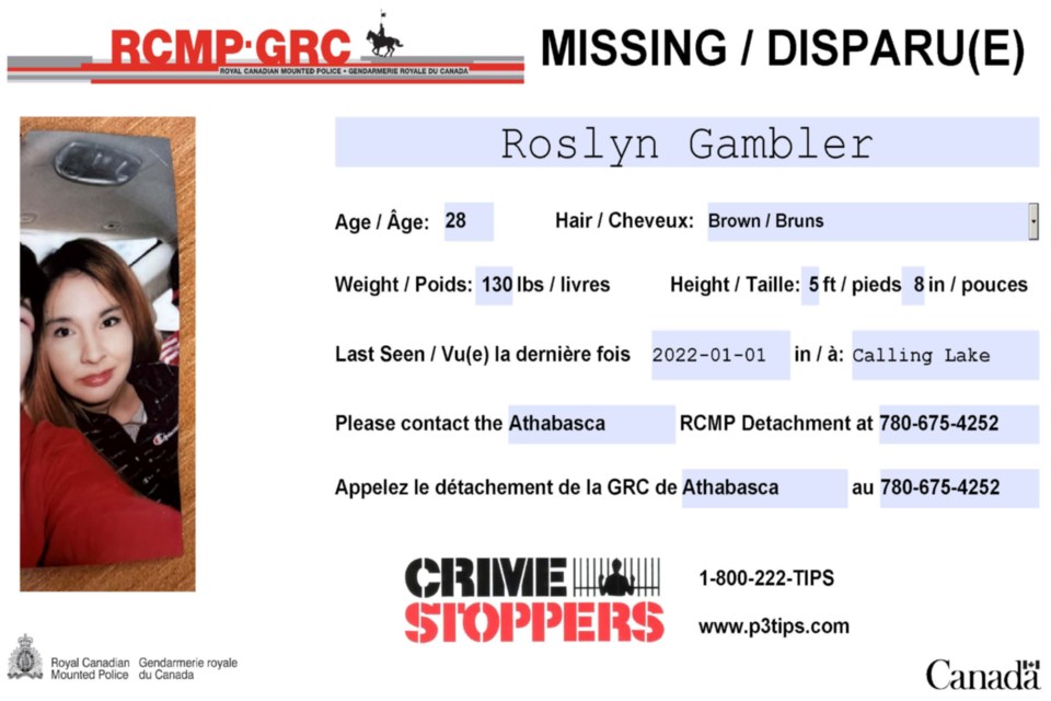 Roslyn Gambler missing person poster_WEB