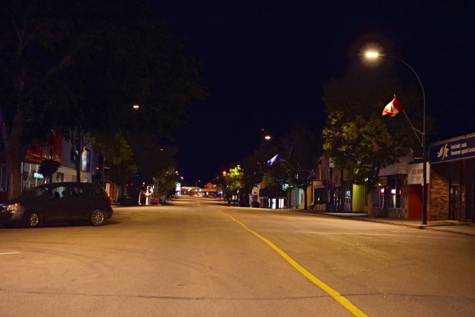 Barrhead Main Street at night