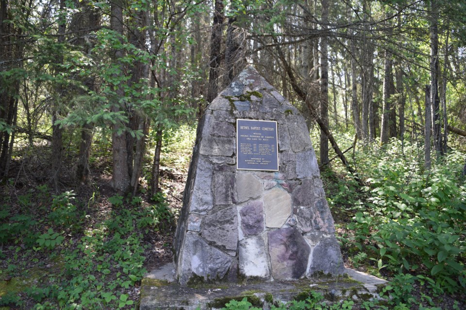 The memorial honouring the deceased at the Bethel Baptist Cemetery.