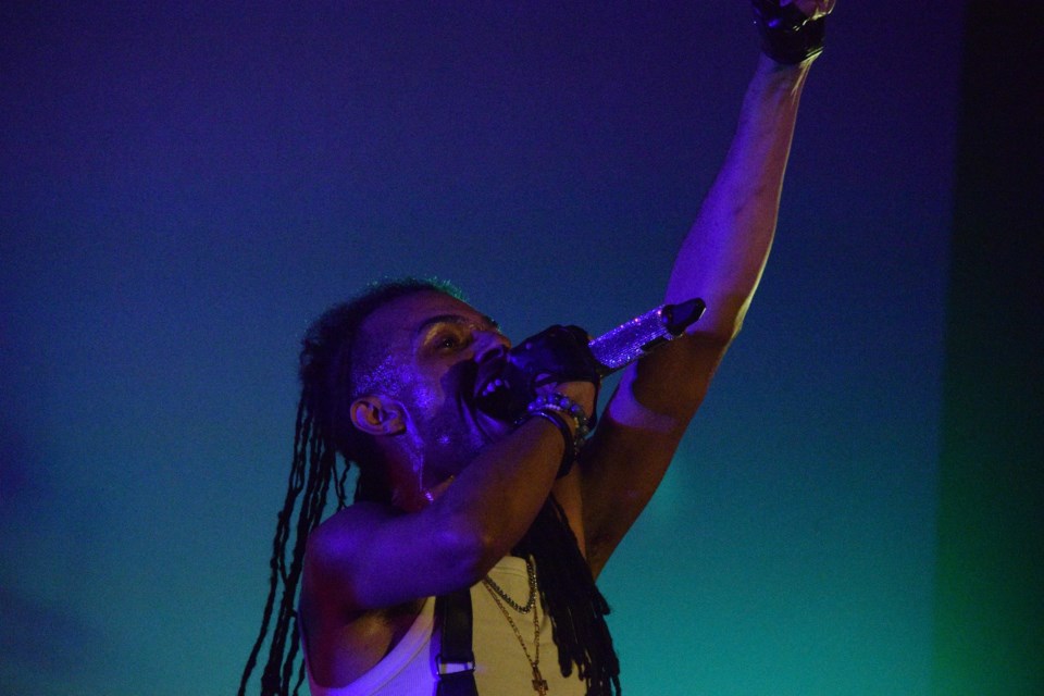 Edmonton-based alternative hip-hop/soul artist and rapper performs one of his latest numbers during the first concert of the third annual Barrhead Artist Showcase.