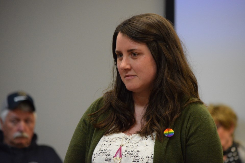 Two-Spirit, lesbian, gay, bisexual, transgender, queer or questioning (2SLGBTQ+) advocate Caitlin Clarke was prepared to make her presentation to Town of Barrhead councillors on April 25 for a Pride sidewalk for Pride Month in June, when mayor Dave McKenzie interupted her to make a motion to approve her request.

