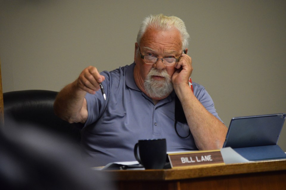 County of Barrhead Coun. Bill Lane asks a question about how close a shed would be to the municipal public reserve land during a June 15 Municipal Planning Commission meeting.