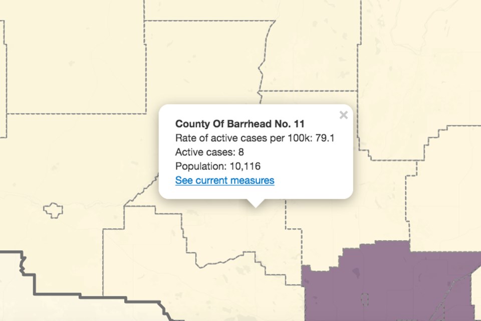 COVID-19 status map screenshot Oct. 19