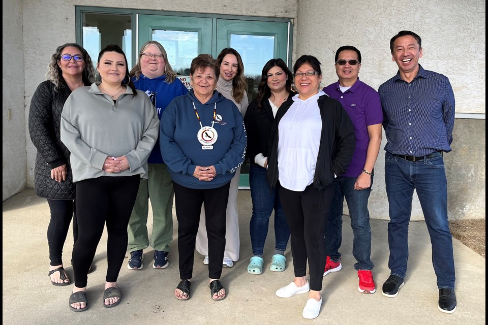 The many faces of the Bigstone Health Commission’s Dash for Dialysis planning committee. Back row, L-R, Cheri Courtorielle, Tracy Schaible, Ashley Guild, Taylor Courtorielle, Michael Ancheta, Patrick Gladue. Front row, L-R, Shavina Gladue, Darlene Jackson, Rachel Orr. Missing are Paige Cardinal, Nikita Giroux, Tim Horsman. 