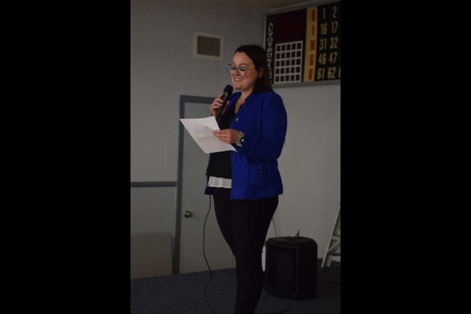 Savannah Belyk, who recently stepped in to the FCSS executive  director role, thank the retiring Karen Pronisishen for her mentorship during a June 26 celebration event.