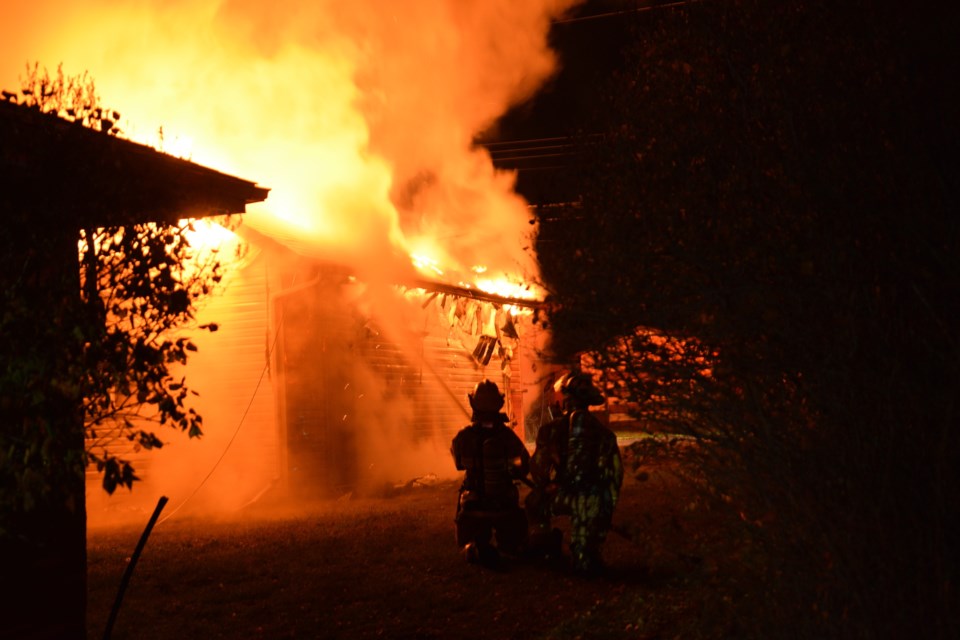 BRFS firefighters respond to an early morning multiple backyard structure fire on Oct. 24
