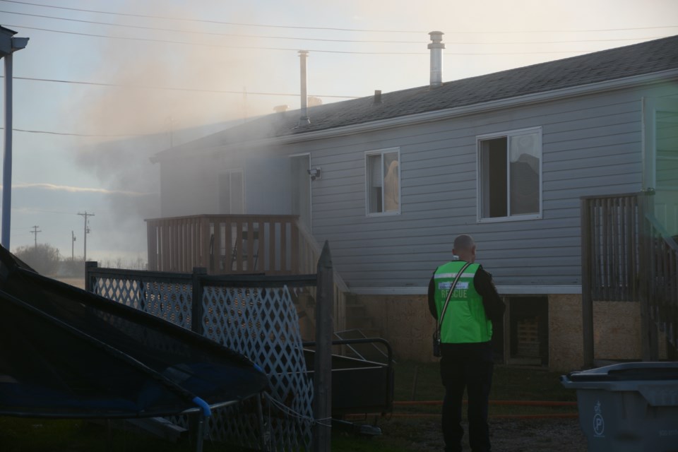 Smoke billows out from the south end of a trailer in the Southview Trailer Park adjacent to Highway 44 at around 5 p.m. on Oct. 16. The Town of Westlock fire department responded to this fire just before 5 p.m. and fire crews were able to get it quickly under control, though the trailer still suffered some damage. No one was injured as a result. RCMP Staff Sgt. Jeff Sehn confirmed on Oct. 19 that the fire is being investigated as an arson, adding that police do not believe this was a random incident. 