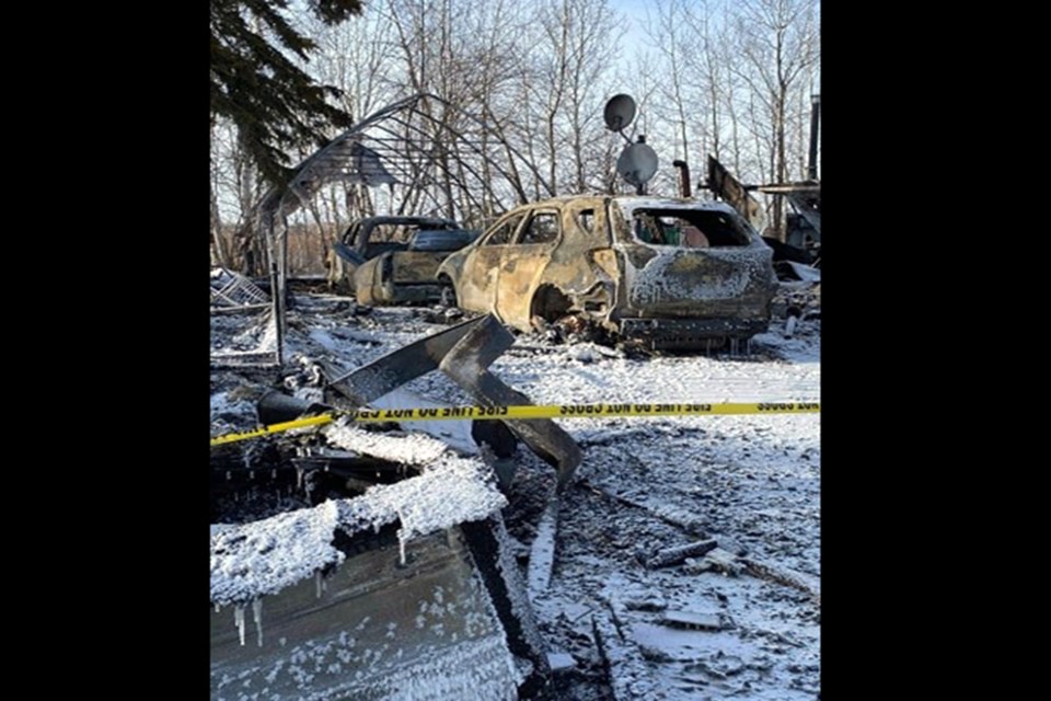 Two homes on a rural property near Jackfish Lake, northeast of Athabasca burned to the ground Feb. 7, leaving very little behind. Evelyn Charlton’s family has set up a GoFundMe page, in the hopes her many kind deeds over the years, will come back in support to help build a new home.