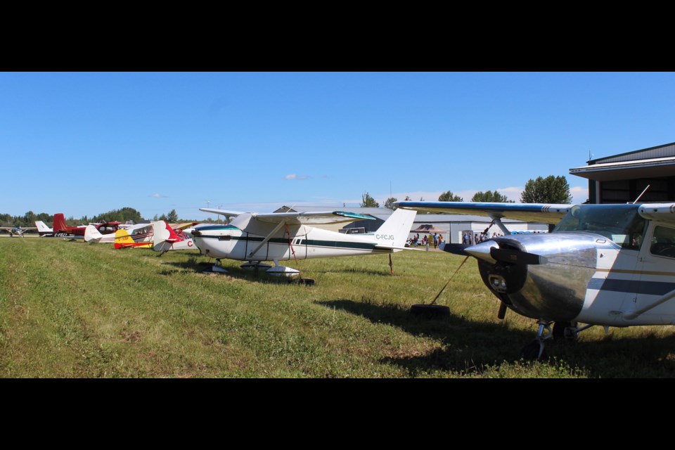 Athabasca’s annual Fly-in Barbecue took place for the first time since 2019 last weekend, drawing both aviation enthusiasts and hungry patrons for a day filled with their heads turned upward. Pictured, just a small portion of the planes that were seen at the Athabasca Fly-In Barbecue on July 9, lined up for attendees to see up close. 