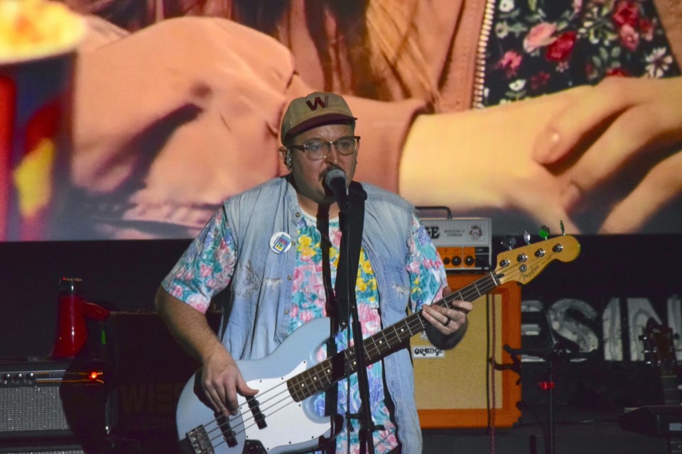 Justin Wiesinger kicks off his band's set by playing the first song on his new album, Sitcom, during a Nov. 26 launch party at Barrhead's Roxy Theatre.