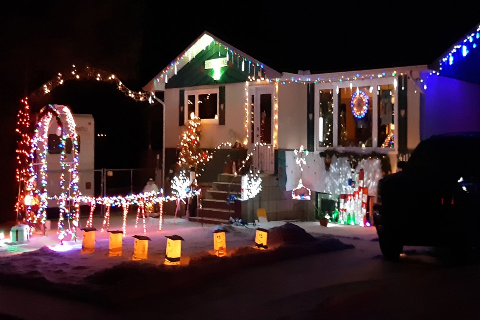 The Town of Athabasca announced the winners of the annual Christmas Decorating Contest Dec. 15 and this display at 4112 52 St. by Claire Formoso and Brett Phillips shone brighter than all the rest. ATB was also declared winner in the non-residential category. 