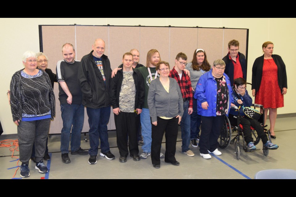 THRIFT STORE VOLUNTEERS 
A group of volunteers at the New to You Thrift Store gather together for a photo after receiving the “Make A Difference” award at the Volunteer Appreciation Event on April 30 at the Bethel Pentecostal Church. This award is specifically given to a group or organization. 
 
Not all the volunteers at the thrift store were present at the Volunteer Appreciation Event, but these were the volunteers who came up for a photo. From left to right are Bonnie Rode, Sue B., Nicholas Homeak, Wayne Johnson, Jason Rubik, Steven Bala, Wayne Raey, Patty Hutt, Lyle Smith, Coryanne Petryshen, Janice Pype, Bryan Parker, Jill Paquen and Shelly Couillard. 
 
Other volunteers at the thrift store not pictured here include Darwin Chase, Nikolas DeGroot, Marshall Ettagiak, Kathleen Ewald, Stephanie Ganeskole, Shane Gravel, Dorothy Imes, Susan Kremp, Diane Meckelburg, Rose Meckelburg, Mary Nickel, Michelle Pelletier, Coralee Richmond, Tawnisha Andres and Elisia Dejarlais.
