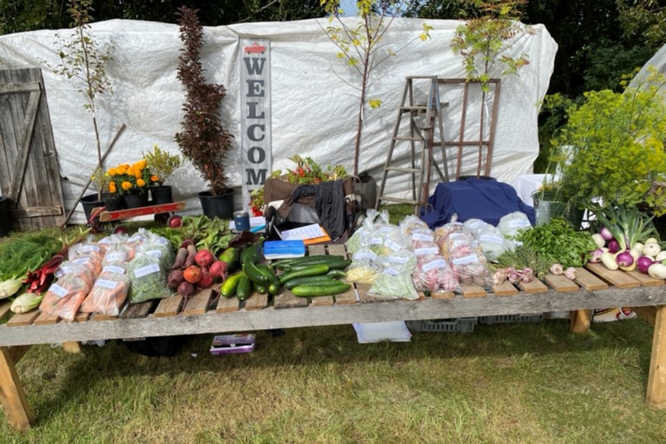 Golby Family Farms had an entire table of vegetables for sale at the Open Farm Days event over the Aug. 15-16 weekend at Pots n' Pansies Greenhouse and Garden Centre.

PHOTO SUBMITTED  BY SHELLEY BATDORF