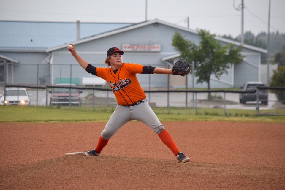 Barrhead Orioles pitcher Riley Schaffrick went the distance to earn the win as the home team defeated the St. Albert Cardinals 10-3 in an Aug. 3 matchup.