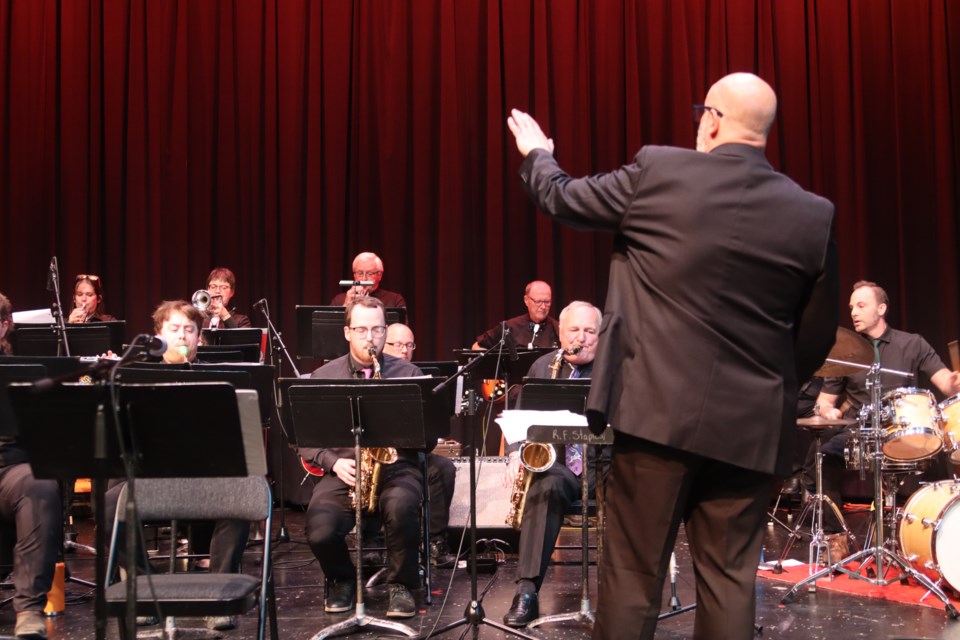 Oscar-Jose Garcia directs the True North Jazz Ensemble at their sounds of summer performance at the Westlock Cultural Arts Theatre on June 13.
