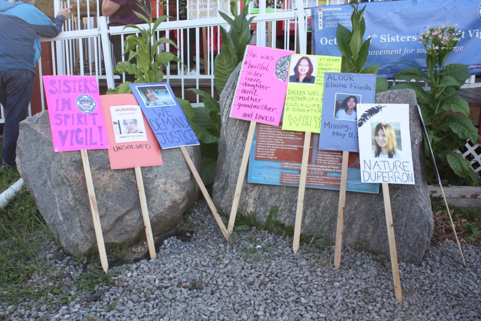 Oct. 4 was the annual national Sisters in Spirit Walk and over 40 people took part in the pilgrimage from the Athabasca Native Friendship Centre (ANFC) to Riverfront Park where a ceremony was held to bring awareness to the missing and murdered Indigenous women. Most recently, the names of local women – Nature Duperron, Kelsey Thunder, and Gloria Gladue – have been added to the list of those taken from their families far too soon, as seen in the group of signs participants carried during the vigil. 