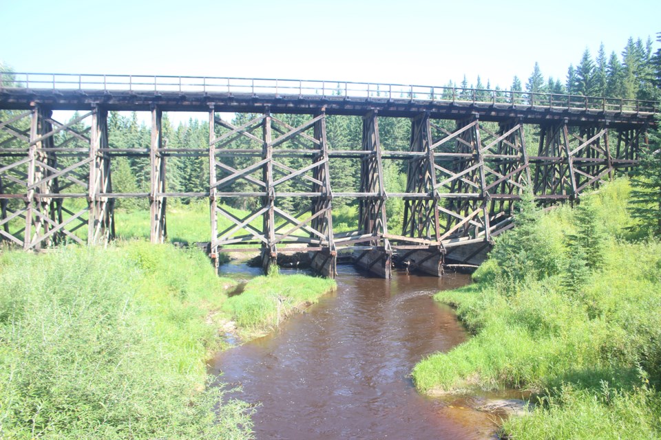 Trestle bridge in hamlet of Fawcett on July 31