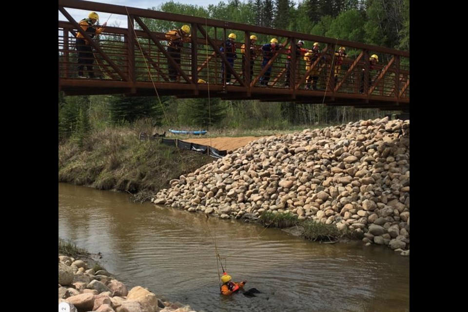 In May of 2017, 11 members of the Athabasca Fire Department earned their swiftwater rescue certification, thanks in part to a grant from Al-Pac, and the efforts of the Friends of the Athabasca Fire and Rescue Society, which helped pay for a new 16-foot, aluminum Jon boat to aid the department in water rescues.