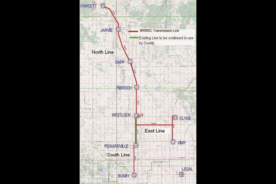 Phase 3 of the waterline north to Fawcett is all but finished, completing the three-phase project to bring treated water to the hamlets of Westlock County and Village of Clyde.