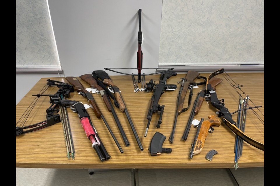 A selection of the weapons seized by the RCMP following an Aug. 31 raid at a Westlock home.