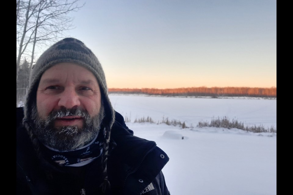 Perry Kulmatyski poses for selfie Dec. 17, “a beautiful -35 C day” on the Alberta Centre for Trapping and Bushcraft trapline right before they took a youth group out 