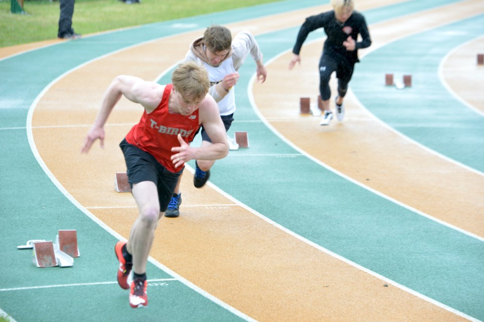 R.F. Staples School’s Thomas Oloske helped the senior relay team to a second-place finish at the North Central Zone Track and Field meet in Edmonton May 19.  