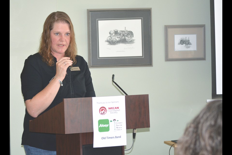 Michelle Rigney, a lending coach from Agriculture Financial Services Corporation in Westlock, was one of several guest speakers who spoke during a retiring from the farm seminar June 7 at the Canadian Tractor Museum.