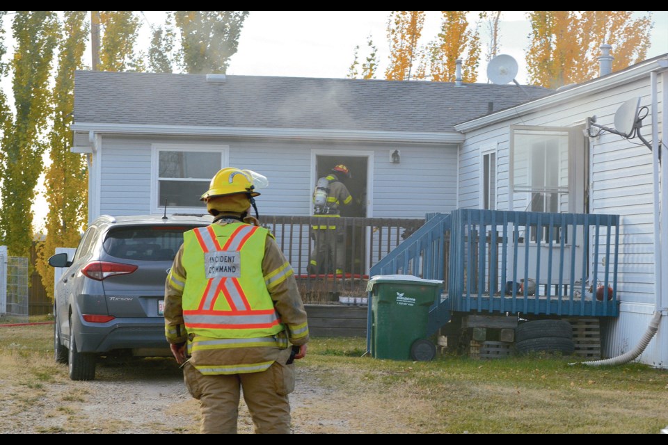 Fire and emergency crews were called to a house fire in the Hamlet of Busby, across from Busby School, just before 4:30 p.m., Oct. 19. No injuries were reported as no one was home at the time, but two dogs were rescued. The fire was caught early resulting in no extensive damage to the home although there was smoke damage to the kitchen. 