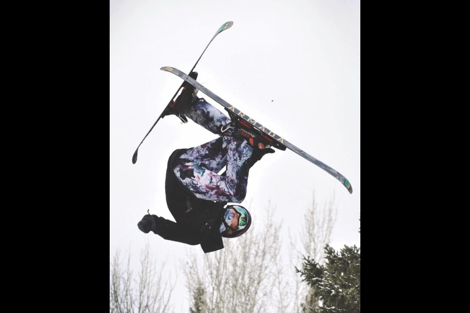 Tawatinaw Valley Freerider Sage Korth from Athabasca performs a jump during the big air event at the 2023 Canadian Junior National Championships March 31-April 2 in Calgary. Korth finished first overall and also took first place in the U16 women’s Big Air event. Photo courtesy Chad Hurry