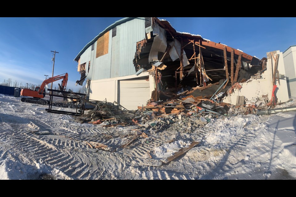 Demolition crews restarted their efforts to tear down Jubilee Arena on Jan. 5. Town officials say the site should be clear within three weeks.