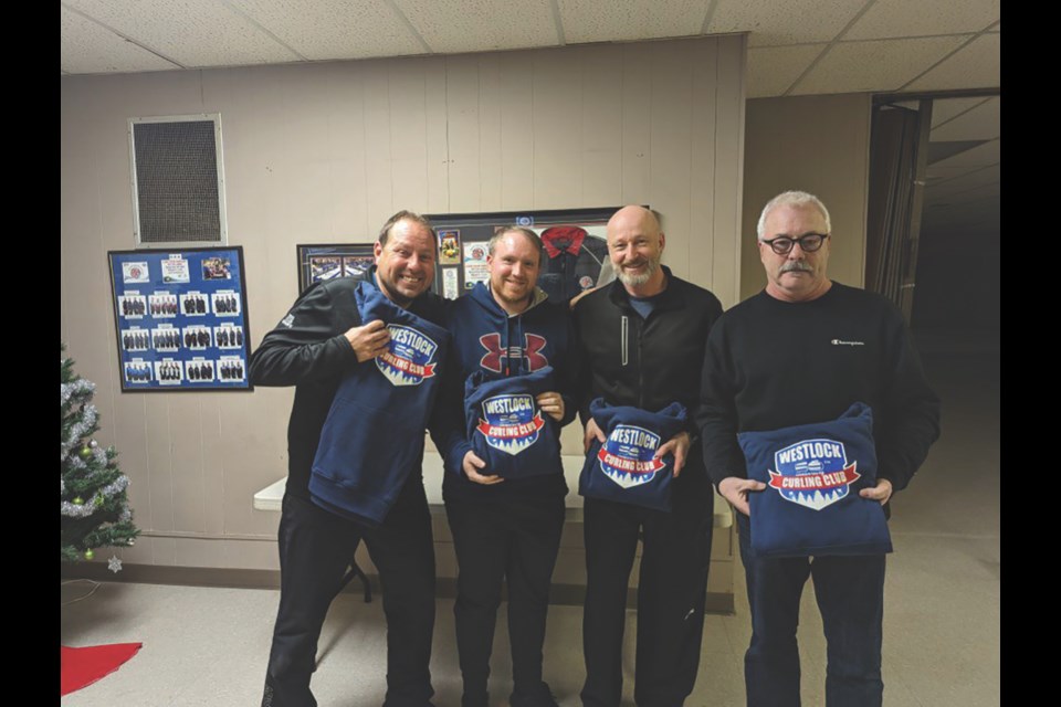 Thirty teams from across the region competed in the Westlock Curling Club’s Town & Country Bonspiel which ran Jan. 5-8. The ‘A’ event, sponsored by Westlock Ford, was claimed by Team Gibert and includes, L-R, Jamie Gibert, Andrew Schiller, Chad Lemay, and Randy Guidinger.